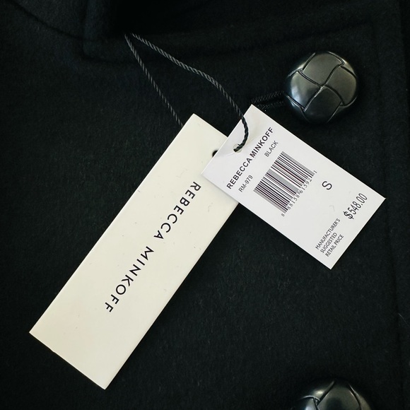 NWT REBECCA MINKOFF Black Wool Blend Double Breasted Coat - Picture 8 of 8